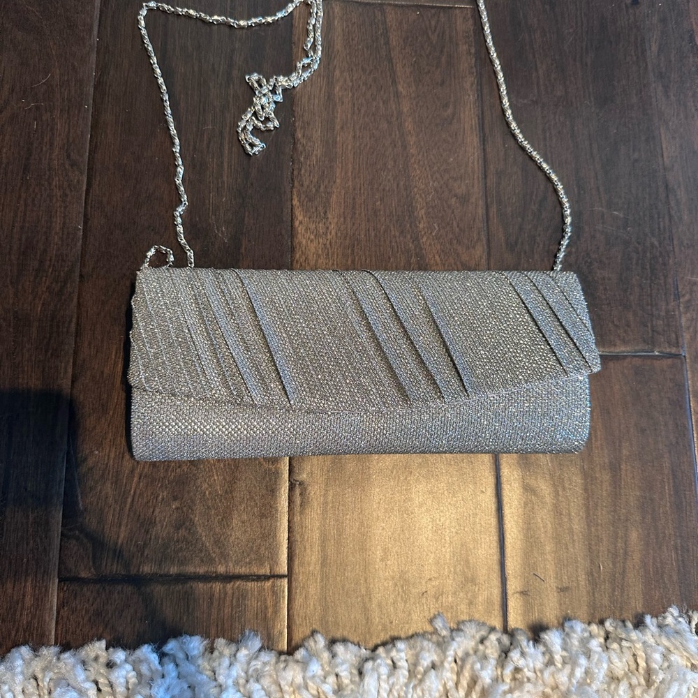 Kate Landry Shimmering Silver Clutch